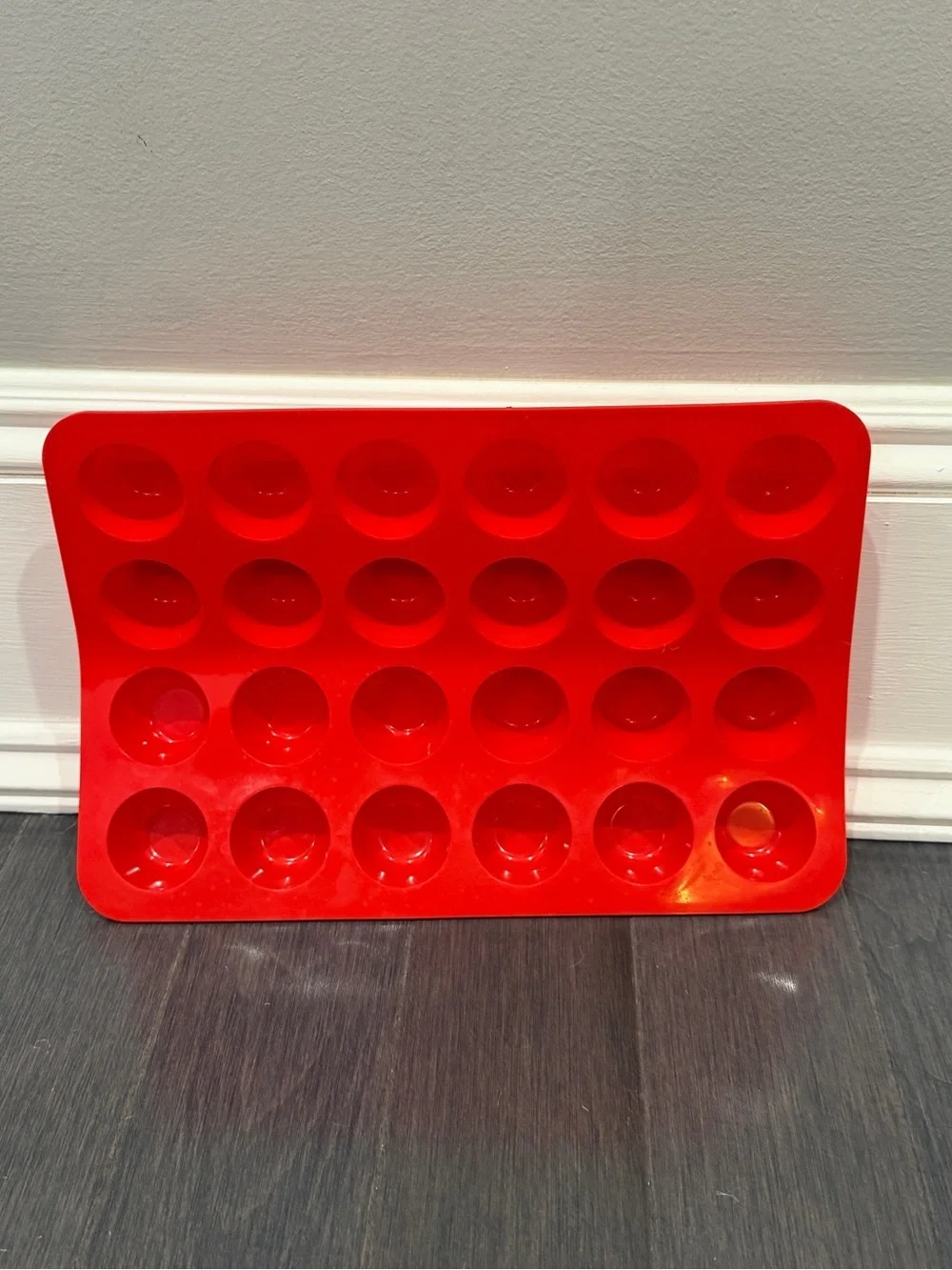 Red Silicone 24 Slot Mini Muffin/Candy Mold Tray Baking Cooking